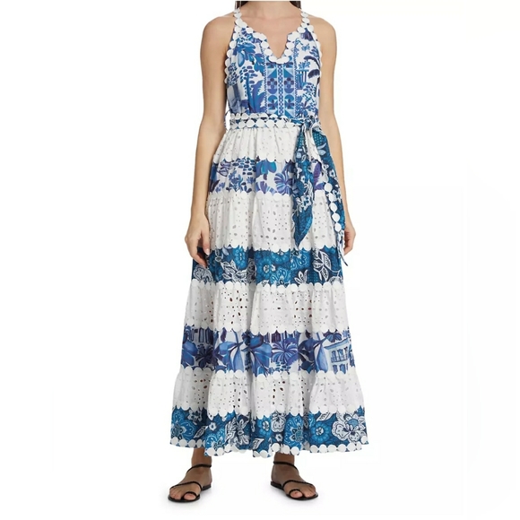 Farm Rio Floral Eyelet Maxi Dress - Picture 4 of 13
